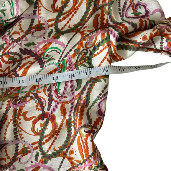 Zara Satin Effect Printed Set Ecru Orange XS Culottes Johnny Collar Crop - Picture 8 of 15